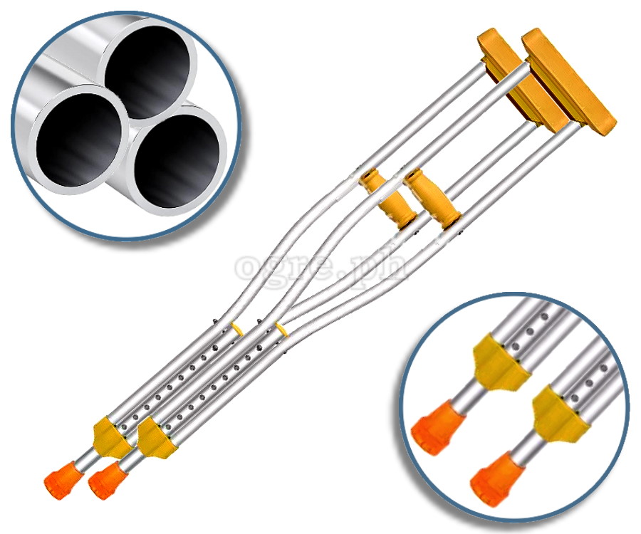 TB-2208Y Heavy Duty Adjustable Aluminum Alloy Medical Axillary Crutches 1 Pair (0.8mm Thick Tubing)