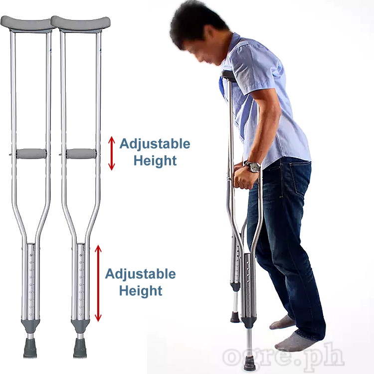 TB-2210G Heavy Duty Adjustable Aluminum Alloy Medical Axillary Crutches 1 Pair (1.0mm Thick Tubing)