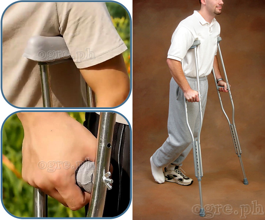 TB-2210G Heavy Duty Adjustable Aluminum Alloy Medical Axillary Crutches 1 Pair (1.0mm Thick Tubing)
