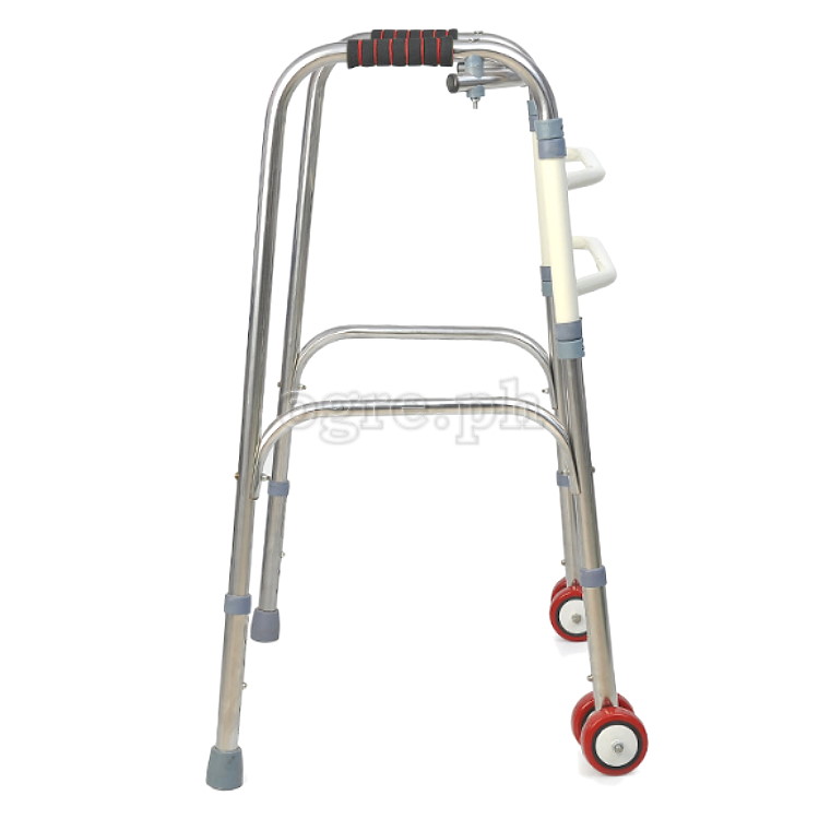 TB-293397 Stainless Steel Adult Walker with Dual Cross Braces and Front Wheels