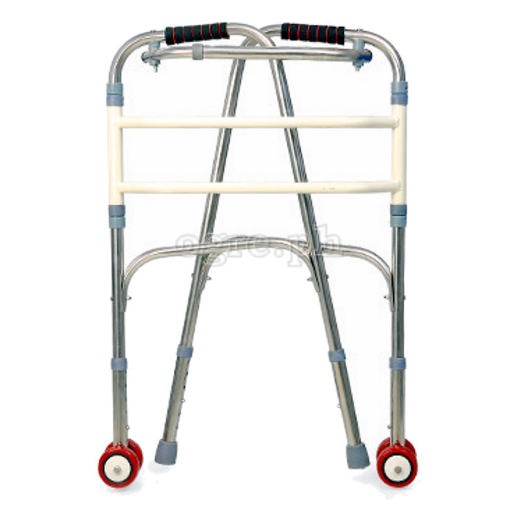TB-293397 Stainless Steel Adult Walker with Dual Cross Braces and Front Wheels