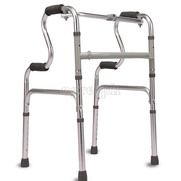 TB-297392 Aluminum Adult Walker with Removable Seat, 4 Fixed Legs, and 2 Front Legs with 5-inch Wheels