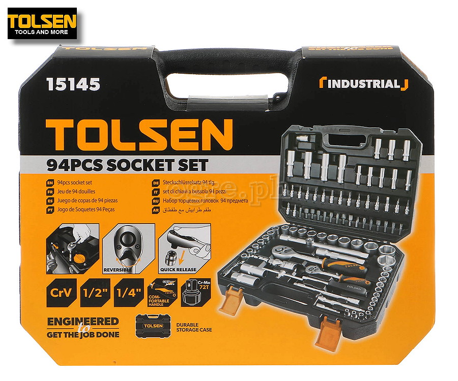 15145 94pcs ¼” & ½” Drive Industrial Sockets and Bits Set