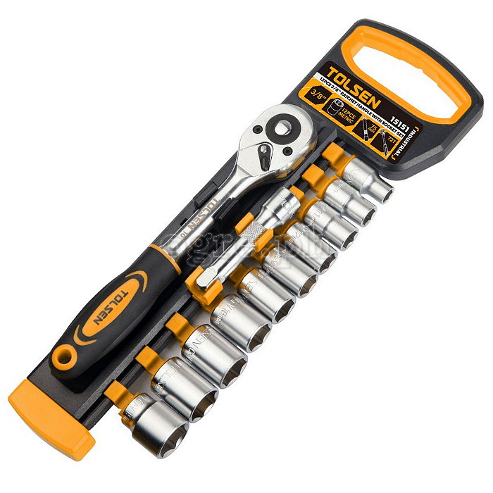 15151 12pcs 3/8″ Ratchet Handle with Sockets Set