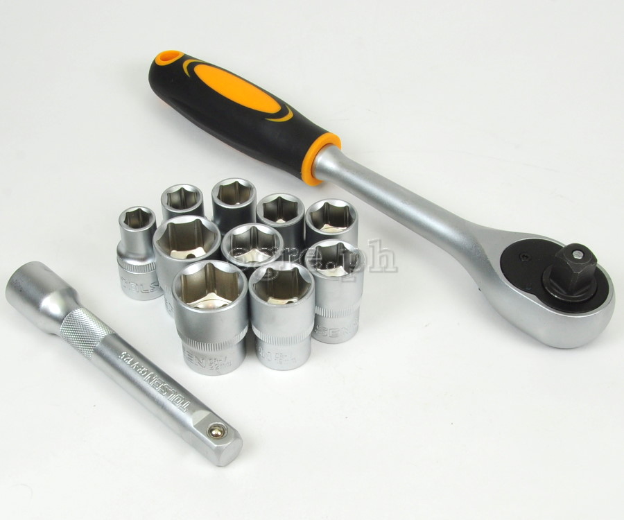 15152 12pcs 1/2″ Ratchet Handle With Sockets Set
