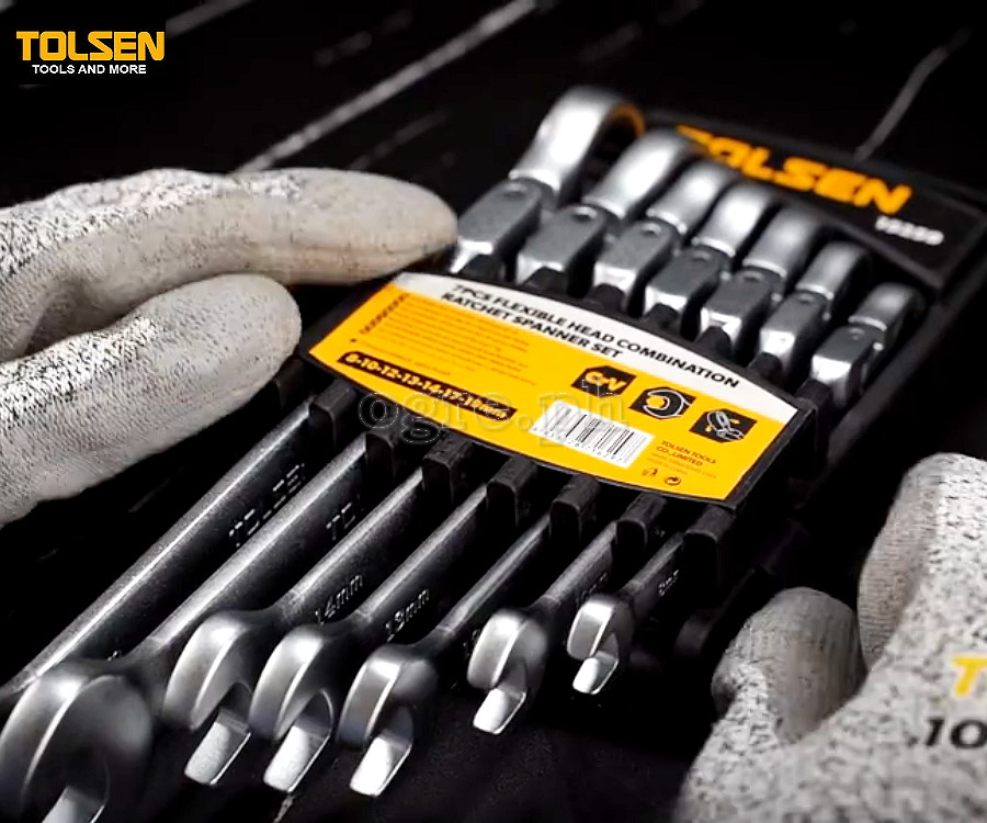 15259 7pcs Flexible Head Combination Ratchet Spanner Set