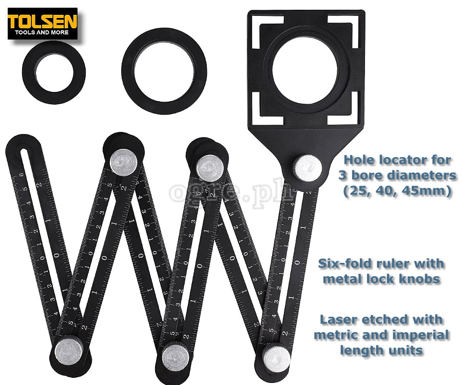 41045 Six Fold Multi Angle Ruler and Drill Hole Locator