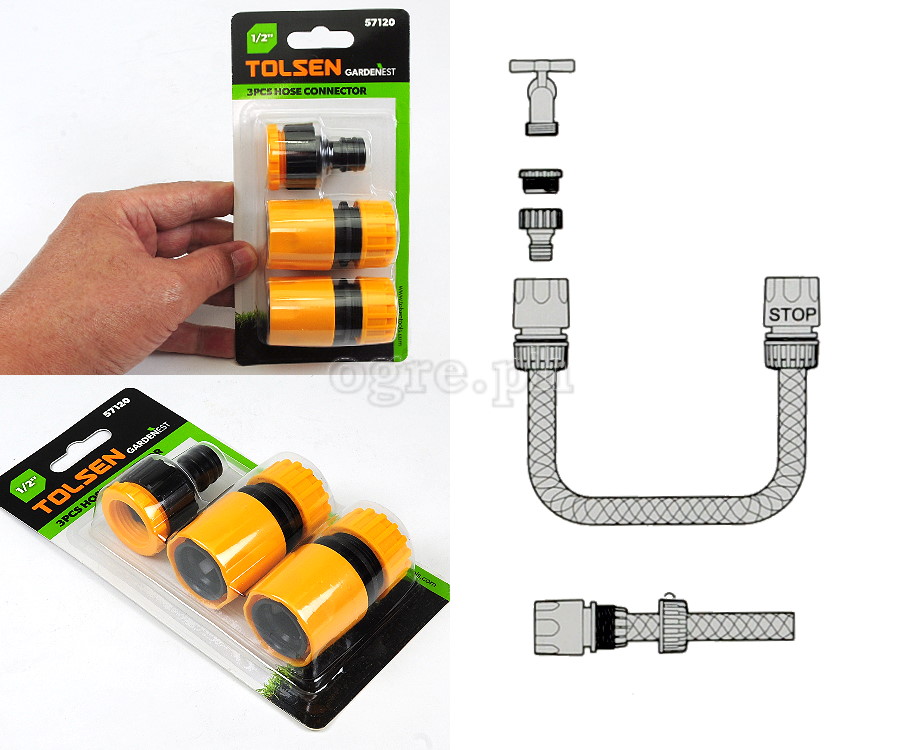 57120 3-pcs Garden Hose Connector Set