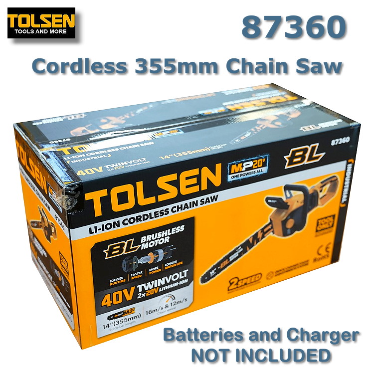20v Cordless 355mm Brushless Chain Saw (Battery and Charger NOT INCLUDED)