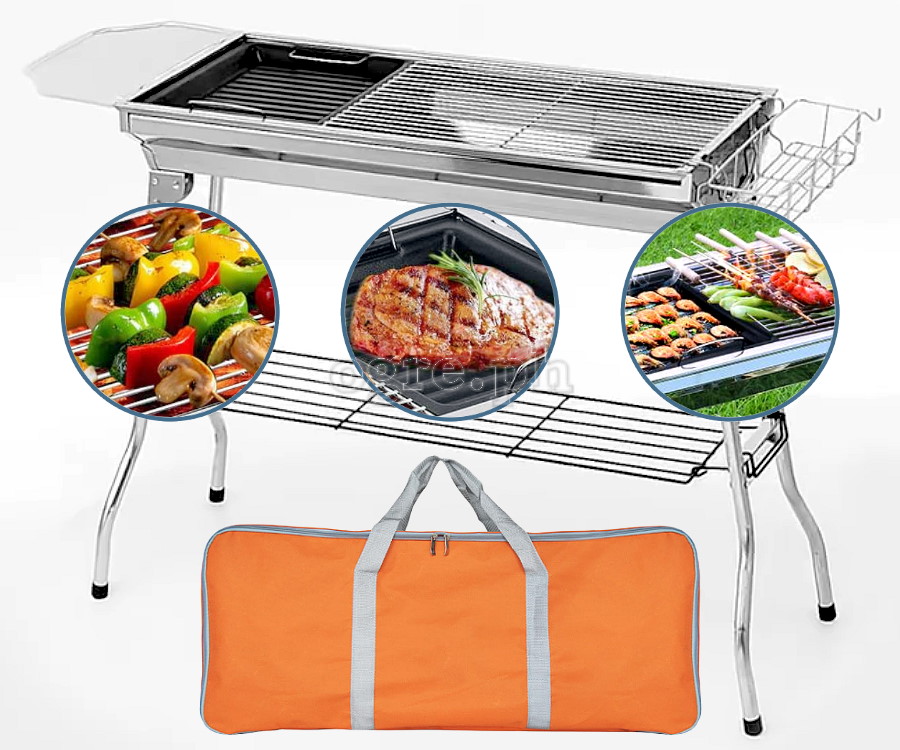 HF-JW001 Foldable Stainless Steel Barbecue Grill (Deluxe Full Set Edition with Storage Bag)