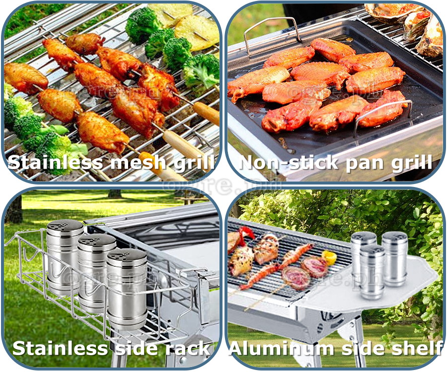 HF-JW001 Foldable Stainless Steel Barbecue Grill (Deluxe Full Set Edition with Storage Bag)
