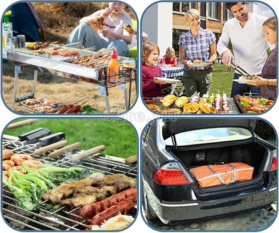HF-JW001 Foldable Stainless Steel Barbecue Grill (Deluxe Full Set Edition with Storage Bag)