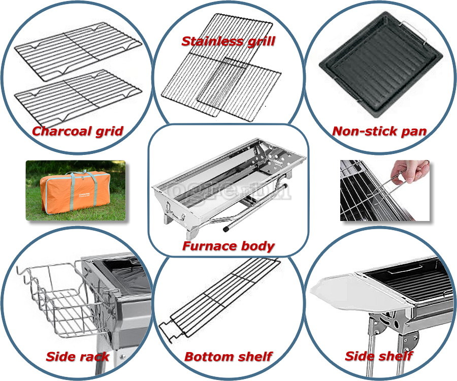 HF-JW001 Foldable Stainless Steel Barbecue Grill (Deluxe Full Set Edition with Storage Bag)