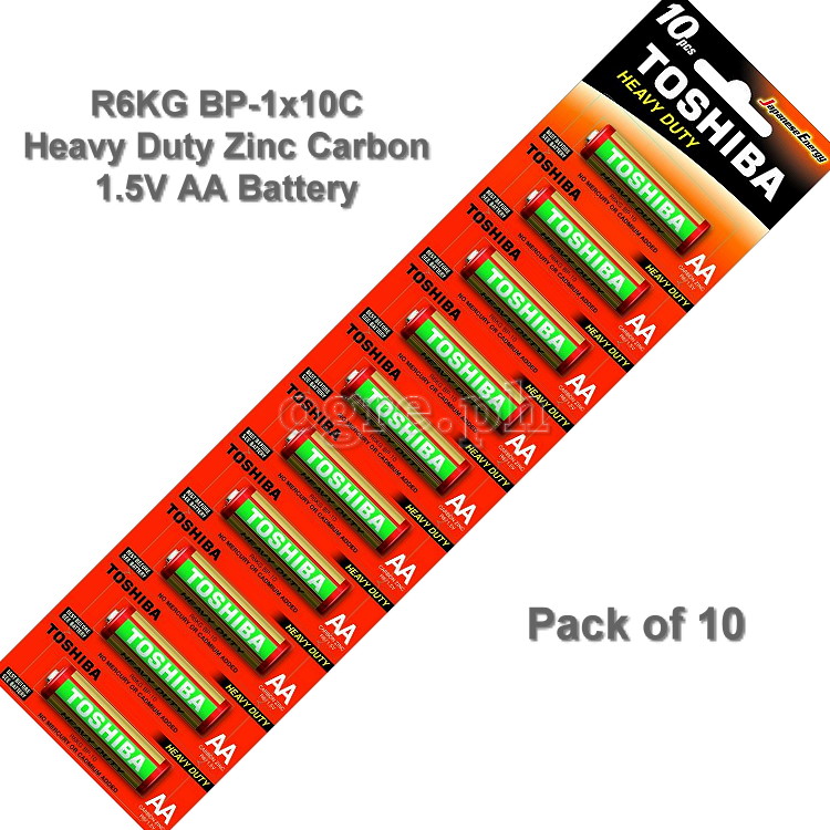 R6KG-1x10C Extra Heavy Duty Zinc Carbon 1.5V AA Battery Pack of 10