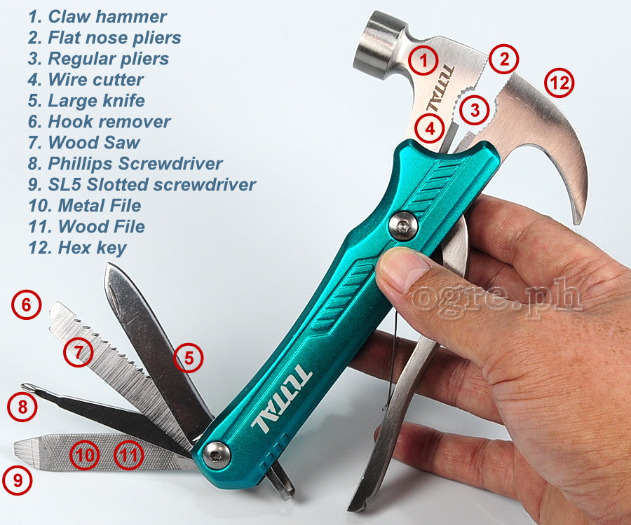 THMFH0126 Multi-function 12-pcs Folding Tools Set with Hammer