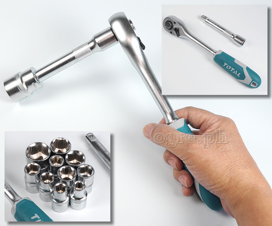 THT141121 12pcs 1/2″ Drive Ratchet Handle with Sockets Set