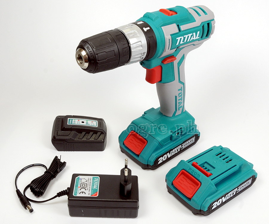 TIDLI20025 Cordless Impact Drill Set (with 2 x 20V Lithium-Ion Batteries and Charger)