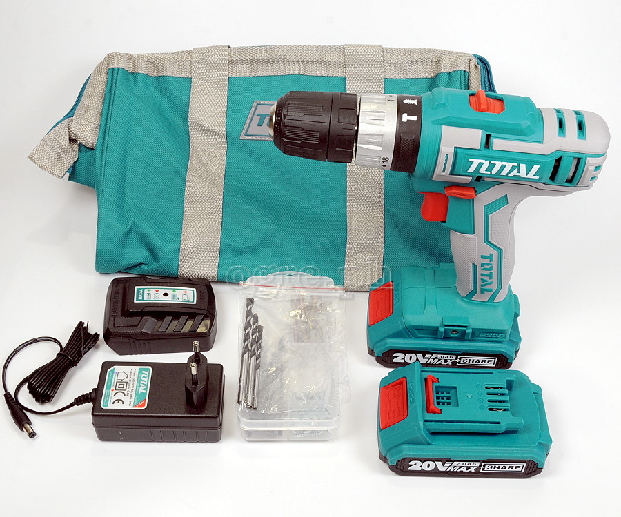 TIDLI20025 Cordless Impact Drill Set (with 2 x 20V Lithium-Ion Batteries and Charger)