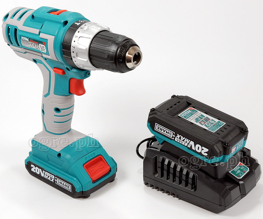 TIDLI20031 Cordless Impact Drill Set (with 2 x 20V Lithium-Ion Batteries and Charger)