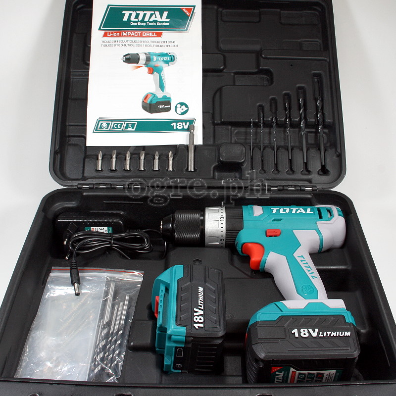 TIDLI228180 Cordless Impact Drill Set 18V Li-Ion