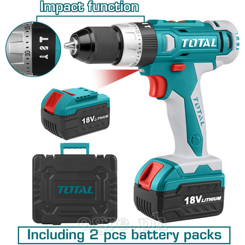 TIDLI228180 Cordless Impact Drill Set 18V Li-Ion