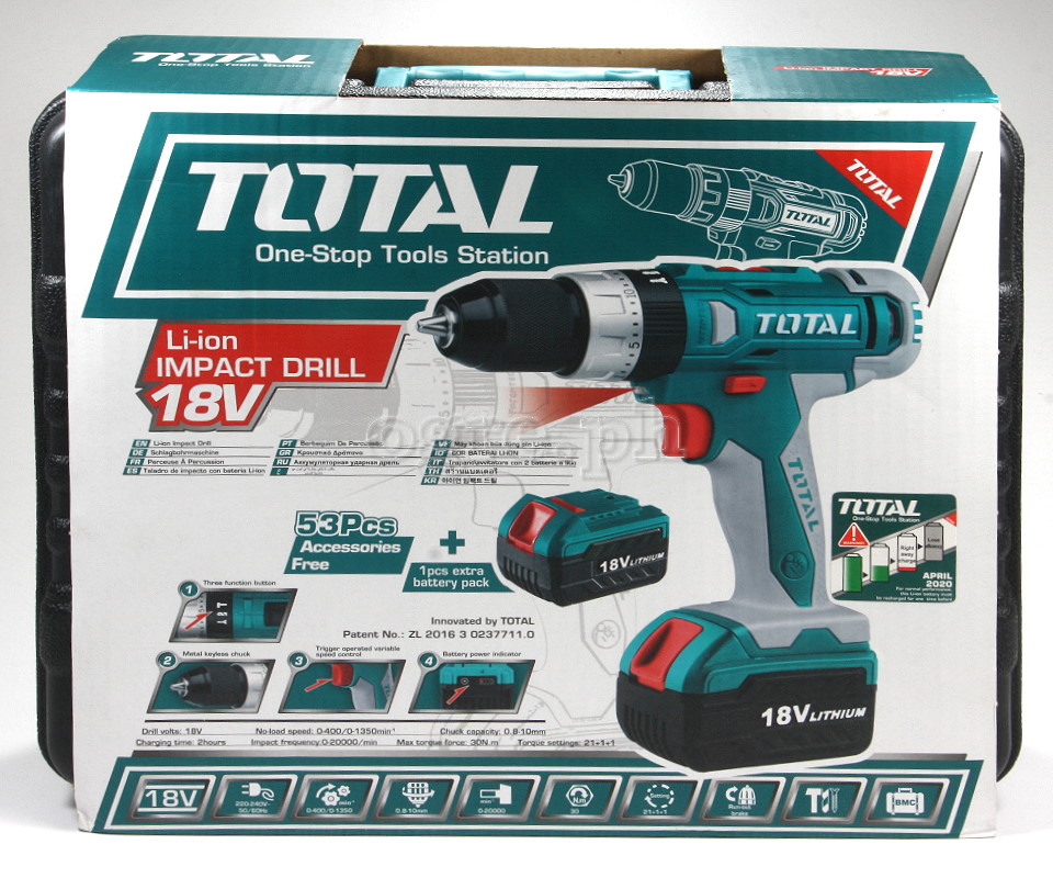 TIDLI228180 Cordless Impact Drill Set 18V Li-Ion