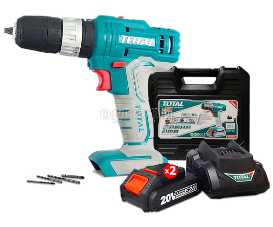 TIDLIE2001 Cordless Impact Drill Set (with 2 x 20V Lithium-Ion Batteries and Charger))