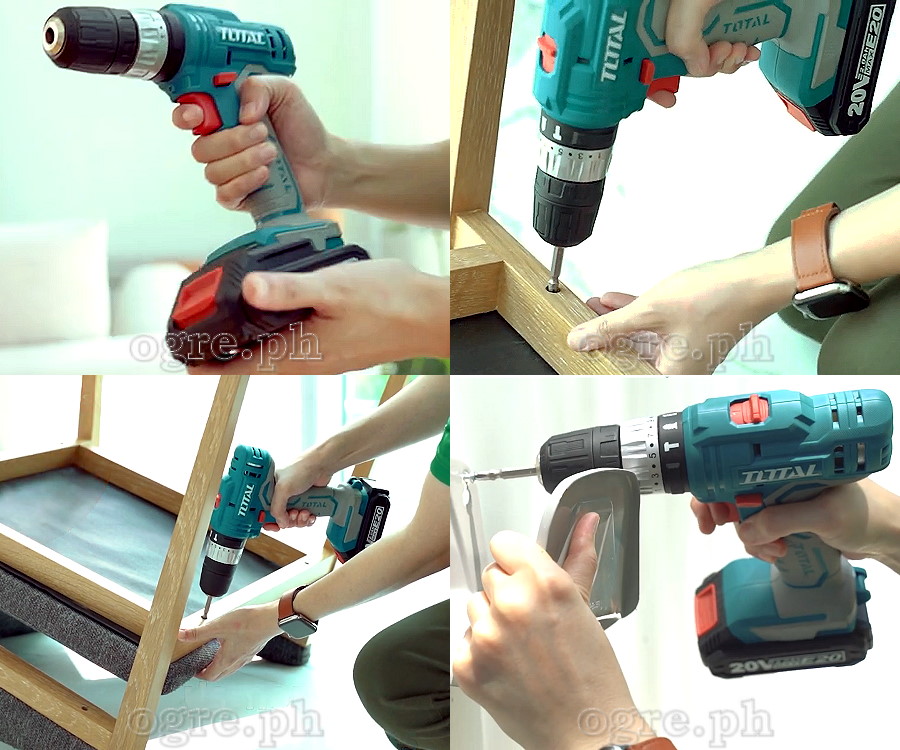 TIDLIE2001 Cordless Impact Drill Set (with 2 x 20V Lithium-Ion Batteries and Charger))