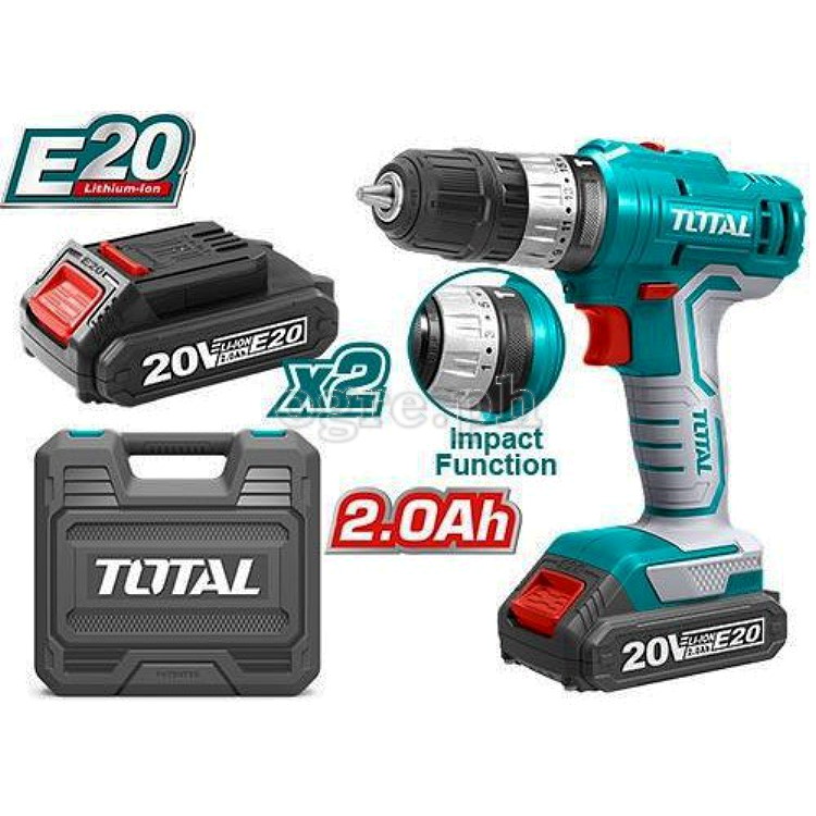 TIDLIE2001 Cordless Impact Drill Set (with 2 x 20V Lithium-Ion Batteries and Charger))