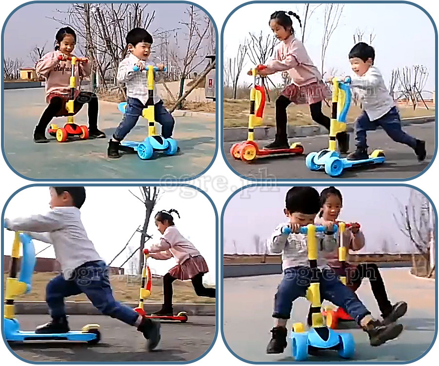 KF3KSS01 Kids Foldable 2-in-1 3-wheeled Kick Scooter with Seat