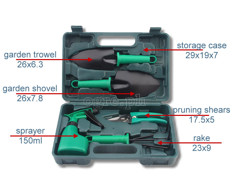 VGT-78 5 Pcs Garden Tools Set with Storage Case