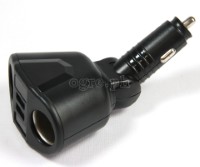 2097433 3-Position Adjustable Dual Socket/Dual USB Port Car Charger Adapter (Black)
