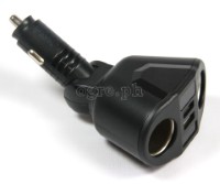 2097433 3-Position Adjustable Dual Socket/Dual USB Port Car Charger Adapter (Black)