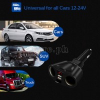2097433 3-Position Adjustable Dual Socket/Dual USB Port Car Charger Adapter (Black)