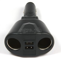 2097433 3-Position Adjustable Dual Socket/Dual USB Port Car Charger Adapter (Black)
