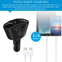 CCA-2LS2UP Dual Socket/Dual USB Port Car Charger Adapter (Black)