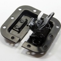 BL03-LB Flight Case Small Butterfly Latch, 77mm x 82mm, with Padlock Hook, 10mm Recess, Black