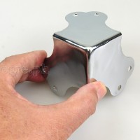 FN01 Flight Case Medium-Large Flat Steel Corner Protectors, 6 holes 66 x 66mm, Chrome Set of 4