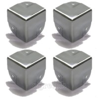 FN04 Flight Case Small Flat Corner w/ Offset, 3 holes 40 x 40 mm, Chrome, Set of 4