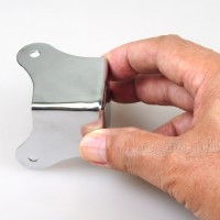 FN05 Flight Case Small Flat Steel Corner Protectors, 3 holes 50 x 50mm, Chrome Set of 4