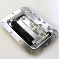 H02B Flight Case Medium Recessed Handle with Rubber Grip, 162 x 108mm, 10mm Recess, Chrome