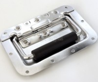 H02B Flight Case Medium Recessed Handle with Rubber Grip, 162 x 108mm, 10mm Recess, Chrome