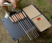 K480 Stainless Steel Barbecue Skewers with Wooden Handles (Pack of 8 in Storage Bag) 