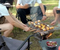 K480 Stainless Steel Barbecue Skewers with Wooden Handles (Pack of 8 in Storage Bag) 