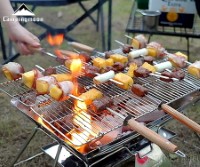 K480 Stainless Steel Barbecue Skewers with Wooden Handles (Pack of 8 in Storage Bag) 