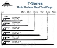 T-Series Heavy Duty Carbon Steel Tent Pegs 20 30 40cm