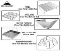 MT-2 Portable Stainless Steel Camping Grill / Stove / Fire Pit (34x35x26cm)