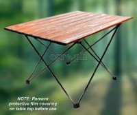FS-AFTL02 All Aluminum Folding Mini Table Wood Grain Top (68x46x41cm)