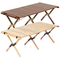 FS-WFT02 Portable Folding Roll-Top Wooden Table 120x60x45cm