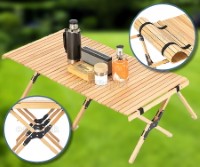 FS-WFT02 Portable Folding Roll-Top Wooden Table 120x60x45cm